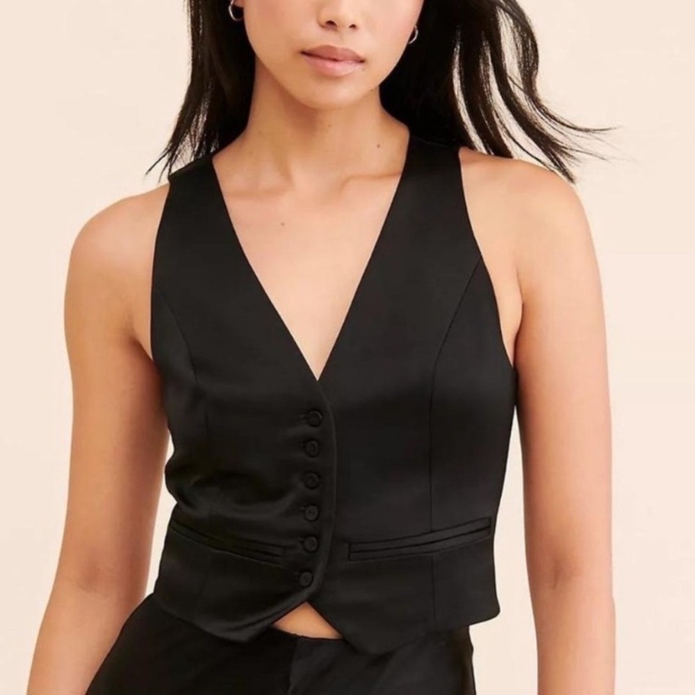 Favorite Daughter black satin The Favorite Vest size small